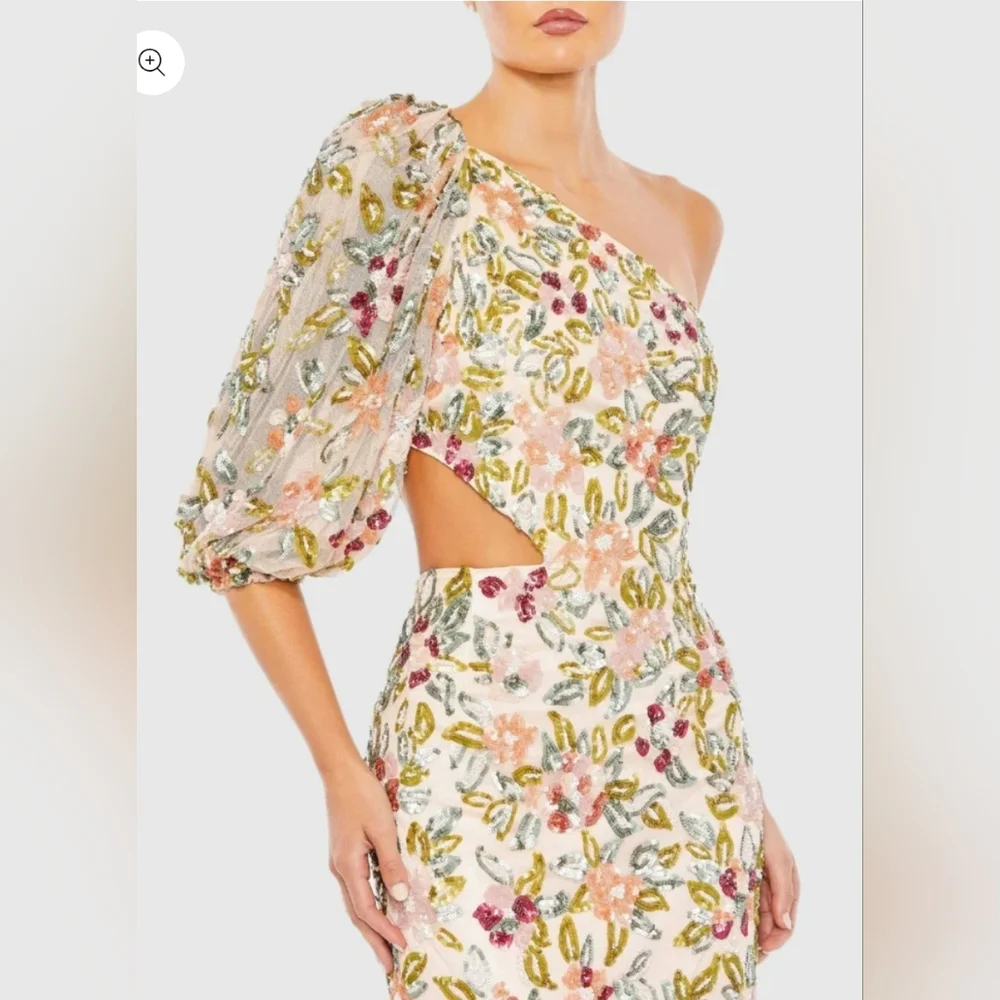 Mac Duggal One Shoulder Floral Embellished Gown SZ 8 NWT - Picture 2 of 15